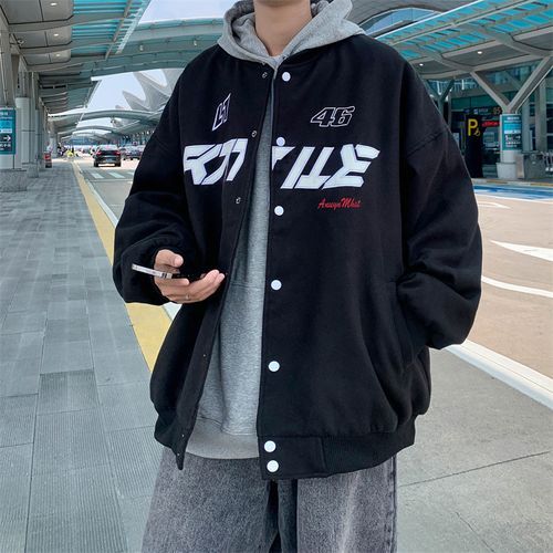 Letter Embroidered Baseball Jacket