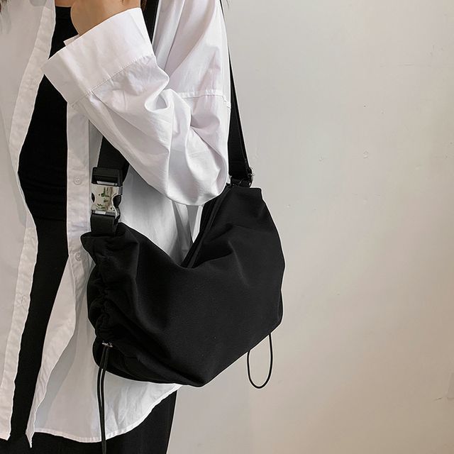 Mulgam-Plain Drawstring Crossbody Bag