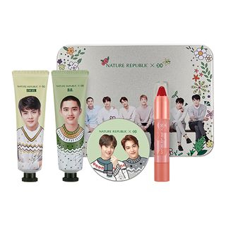 NATURE REPUBLIC - Moisturizing Special Collection (EXO Edition): Hand & Nature Hand Cream Peach 30ml + Cherry Blossom 30ml + Shea Butter Steam Cream Moist 40ml + Eco Crayon Lip Rouge (#01 Candy Pink) 2.5g