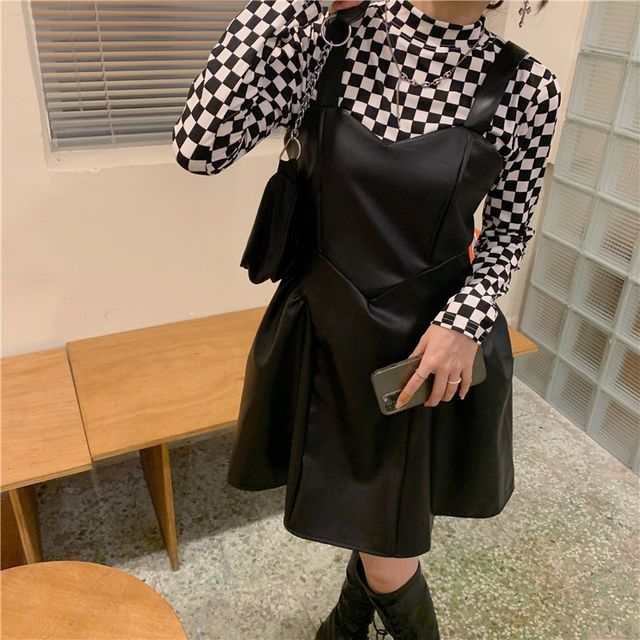 knee length dresses for ladies Faux Leather Overalls