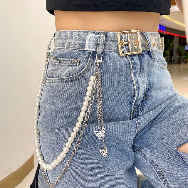 ordningen Afgift Stræbe Aquila - Transparent Belt / Butterfly Faux Pearl Jeans Chain / Set |  YesStyle