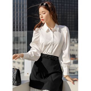 Styleonme - Puff-Sleeve Wide-Cuff Blouse | YesStyle