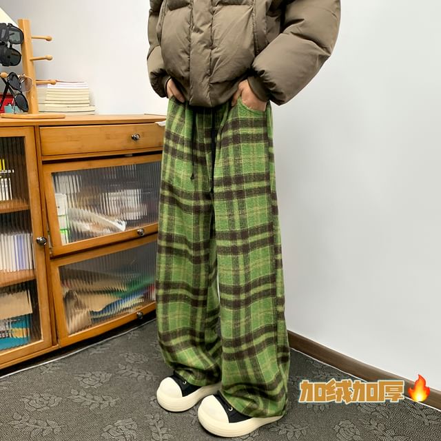 Priam-Mid Rise Plaid Wide Leg Pants