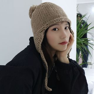 4-4 STUDIO-Knit Beanie with Ear Warmer