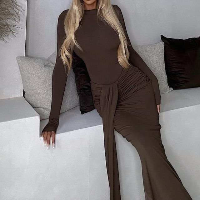 plain ruched dress BloomChic Cerulean Plus Size Midi Dress, Ruched Ruffle Sleeve Tiered Summer Pocket V Neck, 18-20/2X