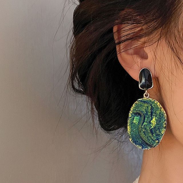 Joodii-Textured Alloy Dangle Earring
