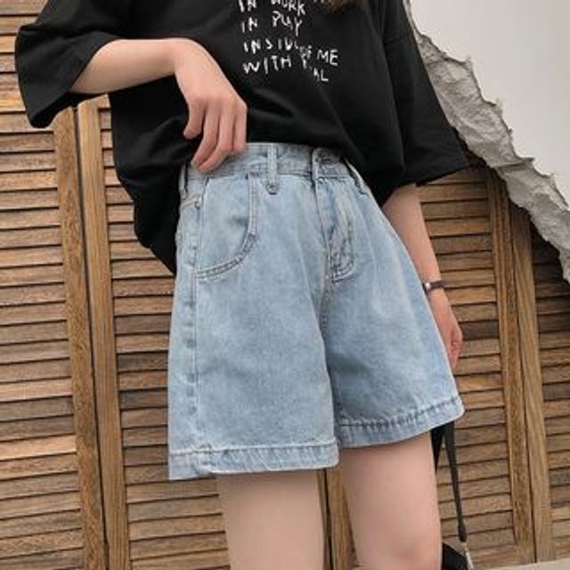 monroll Shorts de Mezclilla de Cintura Alta YesStyle