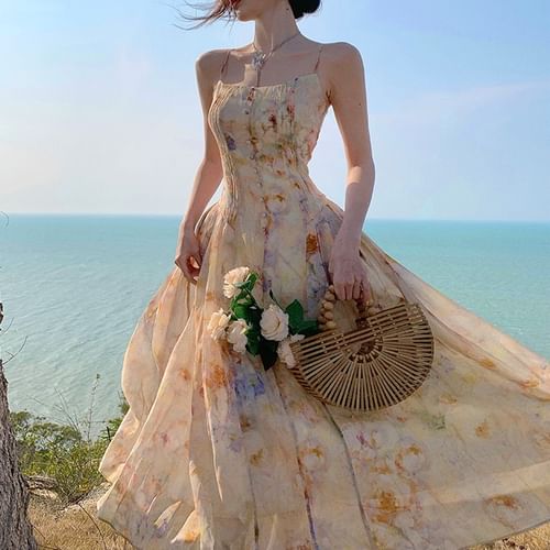 ワンピース ETMON Square Strap Pintuck Dress, Beige Etmon-Square Strap Pintuck Dress, Beige│삼성물산 온라인몰