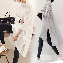 Arroba - Plain Long-Sleeve T-Shirt Dress Arroba - Plain Long-Sleeve T-Shirt Dress