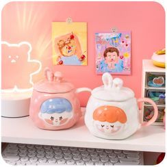 Momoi - Cartoon Ceramic Mug with Lid Momoi - Cartoon Ceramic Mug with Lid