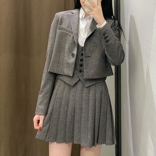 Demetras - Pleated Skirt / Button-Up Vest / Blazer | YesStyle