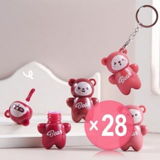 MANSLY - Huggable Bear Keychain Airy Mist Lip Mud - 4 Colors (x28) (Bulk Box)