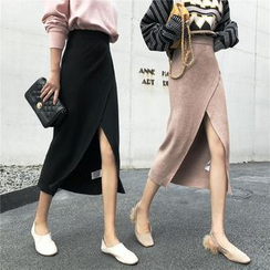 OGAWA - Surplice Wrap Knit Midi Skirt OGAWA - Surplice Wrap Knit Midi Skirt