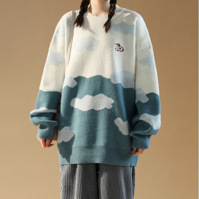 Frantesca - Cloud Print Sweater | YesStyle