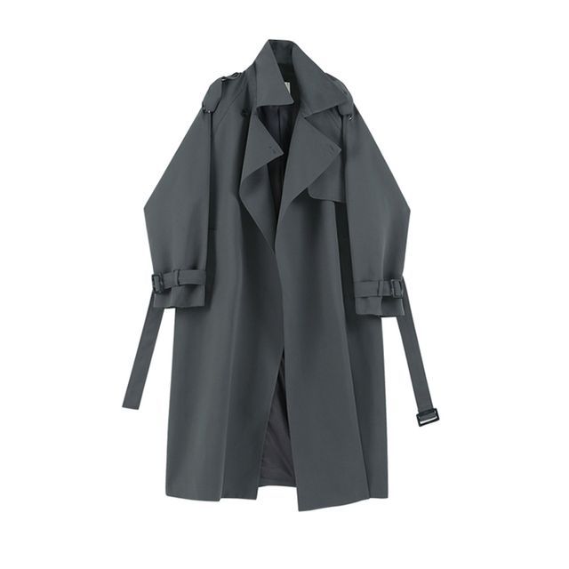 Fatankora - Belted Sleeve Open Front Trench Coat | YesStyle