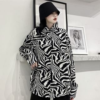 Porstina-Zebra-Print Long-Sleeve Shirt