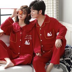 PJ Party - Couple Matching Pajama Set: Long-Sleeve Top + Pants