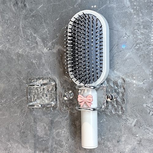 Yulu - Acrylic Stainless Steel Adhesive Hair Brush Holder (Various Designs)