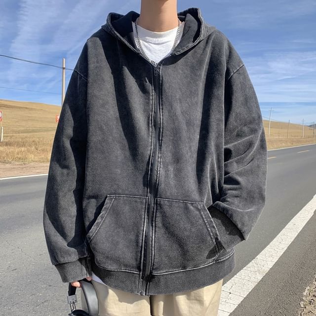 Femilina-Washed Zip Hoodie