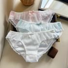 3Pcs Pure Silk Sexy Lace Trimmed Panties with Bow Design