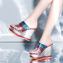 Romantina - Studded Wedge Slide Sandals