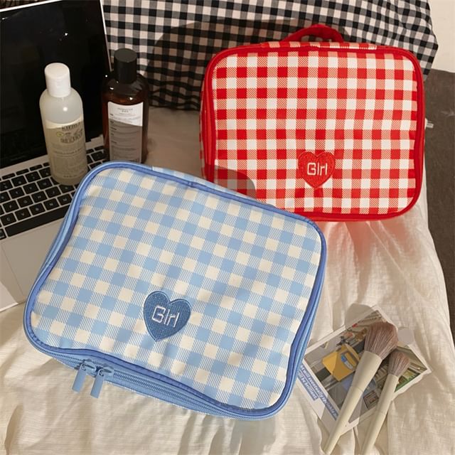 Olsin-Heart Plaid Makeup Bag Various Designs