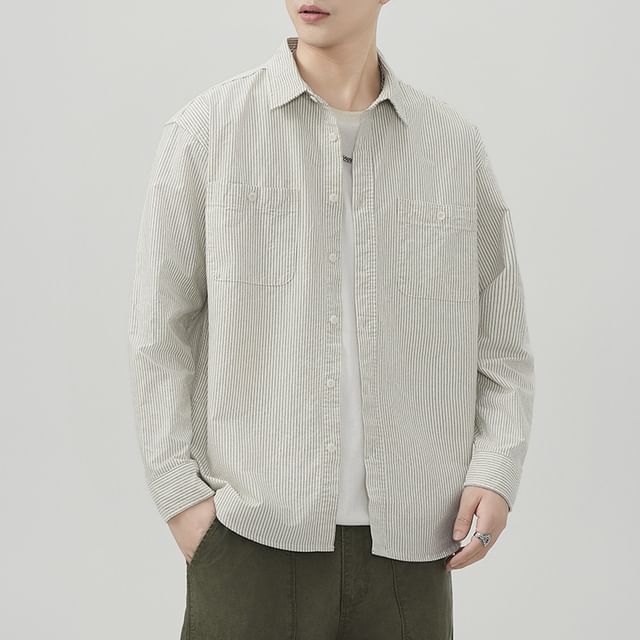Nataro-Long-Sleeve Striped Shirt