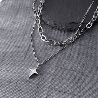 Star Pendant Layered Stainless Steel Necklace