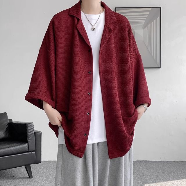 DragonRoad-34-Sleeve Collared Plain Shirt