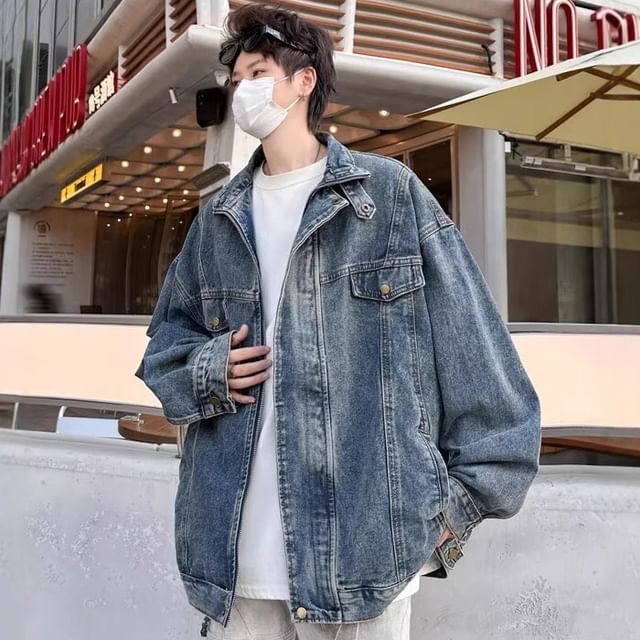 [ JEANS] Round Collar Cotton Jacket ★大人気★ Agnes Orinda Denim Jacket for Women Plus Size Collarless