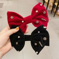 Miss Max - Rhinestone Ribbon Velvet Hair Clip Miss Max - Rhinestone Ribbon Velvet Hair Clip