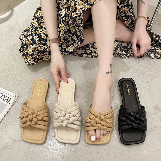 Woven Flat Slide: Women's Shoes, Sandals