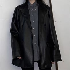 LINSI - Single Breasted Faux Leather Blazer LINSI - Single Breasted Faux Leather Blazer