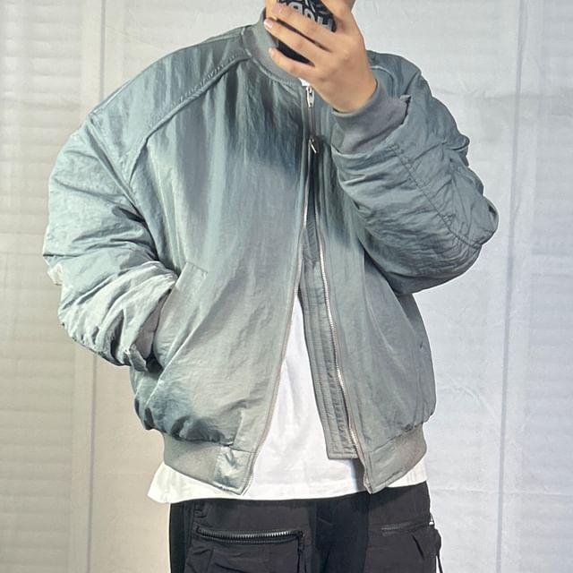 Orungeetun-Long-Sleeve Double Zip Plain Jacket
