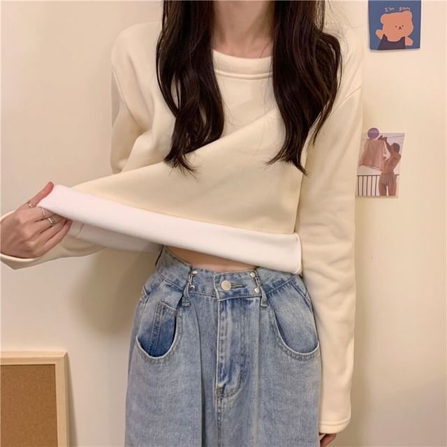 Sisyphi-Crew Neck Long Sleeve Drop Shoulder Oversized Pullover