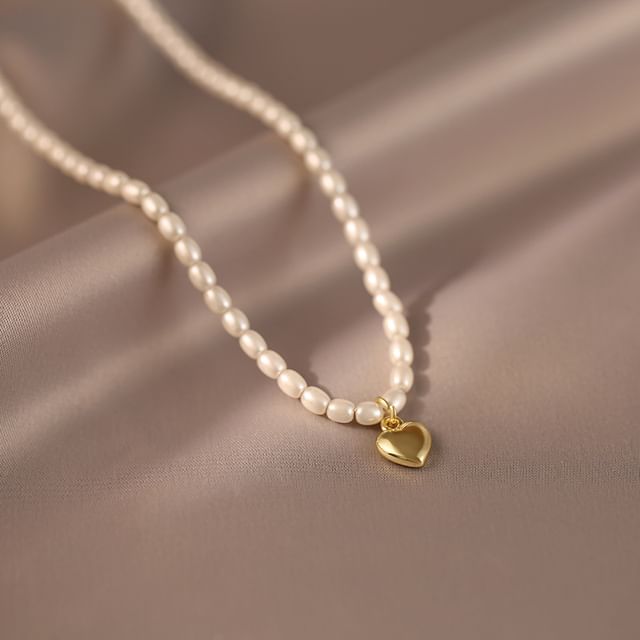 Dropship Faux Pearls Beads Necklace Heart Shape Pendant Lovely Neck Jewelry  Perfect For Any Occasion to Sell Online at a Lower Price