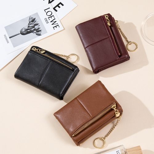 Faux Leather Zip Pocket Wallet