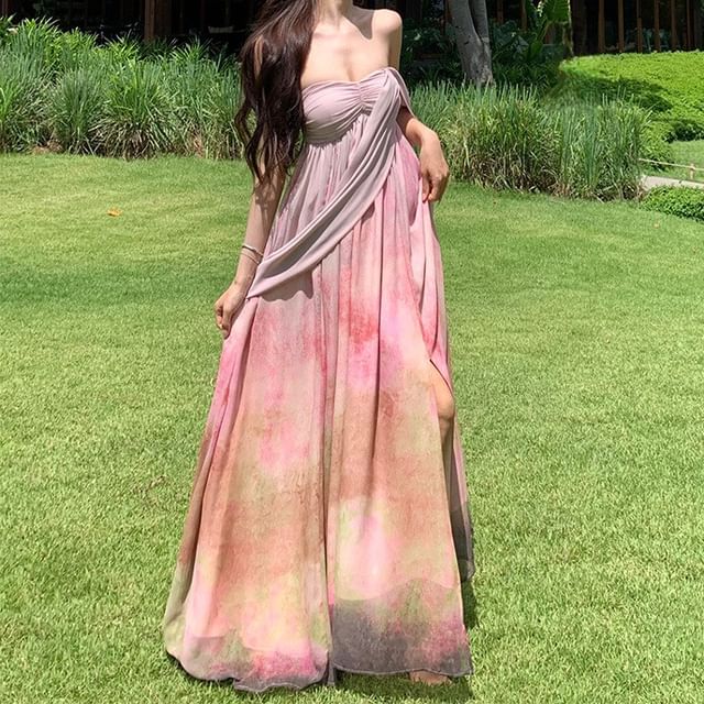 two piece maxi dress set Sleeveless Elegant Lace Two-Piece Maxi Skirt Set