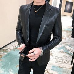 Andrei - Genuine Leather One-Button Blazer Andrei - Genuine Leather One-Button Blazer