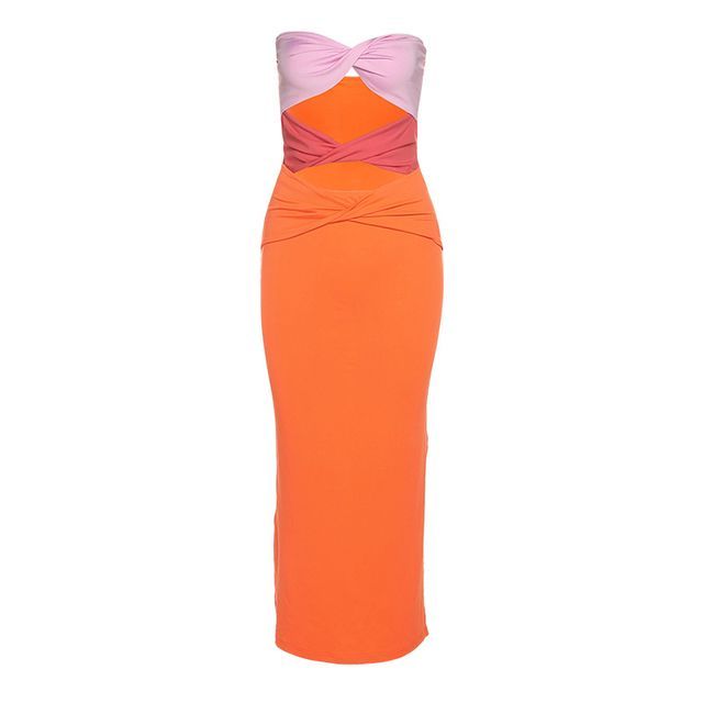 color block cutout maxi dress