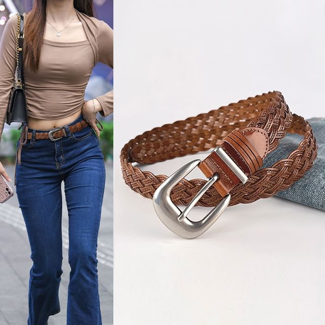Rofuka-Woven Faux Leather Belt