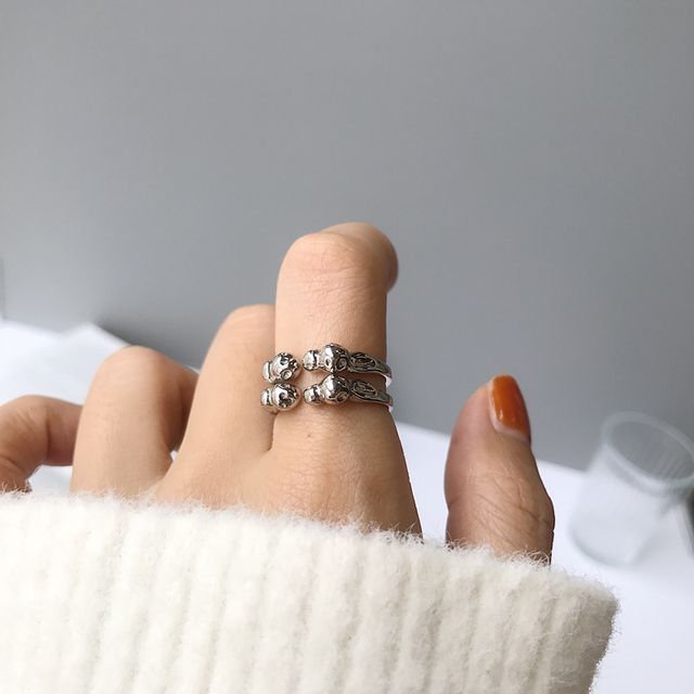 Forainer-Melting Layered Sterling Silver Open Ring