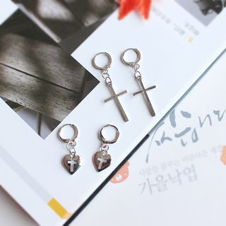 drop isle cross heart earring