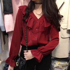 Einshine - Ruffle Trim Blouse Einshine - Ruffle Trim Blouse