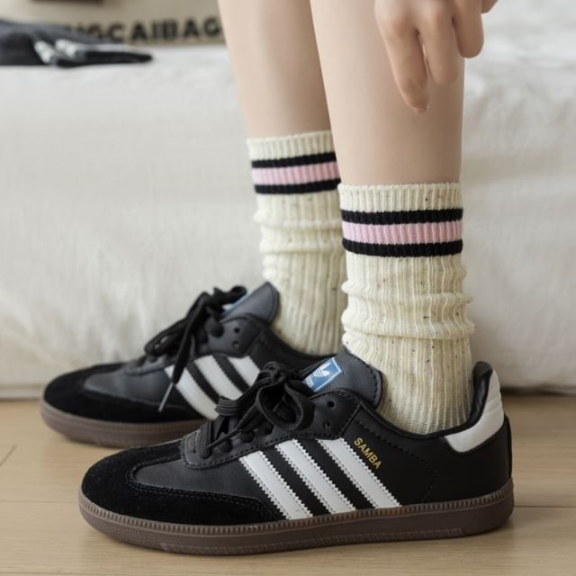 Gentiana-Striped Ribbed Socks