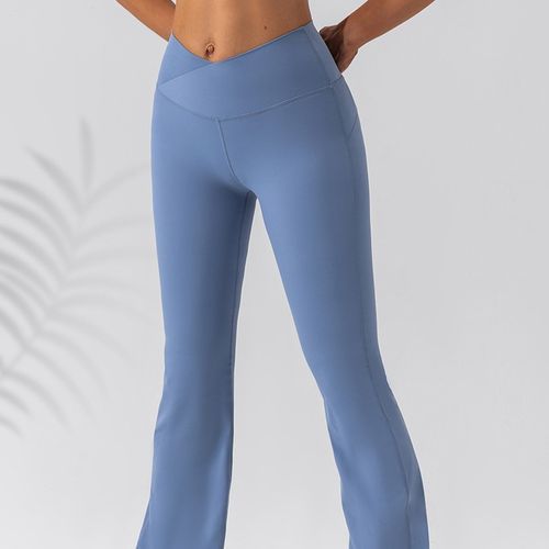 Shazzlock - Mid Rise Plain Sports Bootcut Yoga Pants