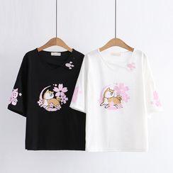 Cat Planet - 短袖狗印花T裇 Cat Planet - 短袖狗印花T裇