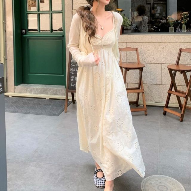 white lace dress with cardigan White Lace Long Beach Cardigan