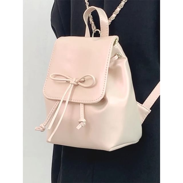 Bolso-Lace-Up Flap Faux Leather Backpack