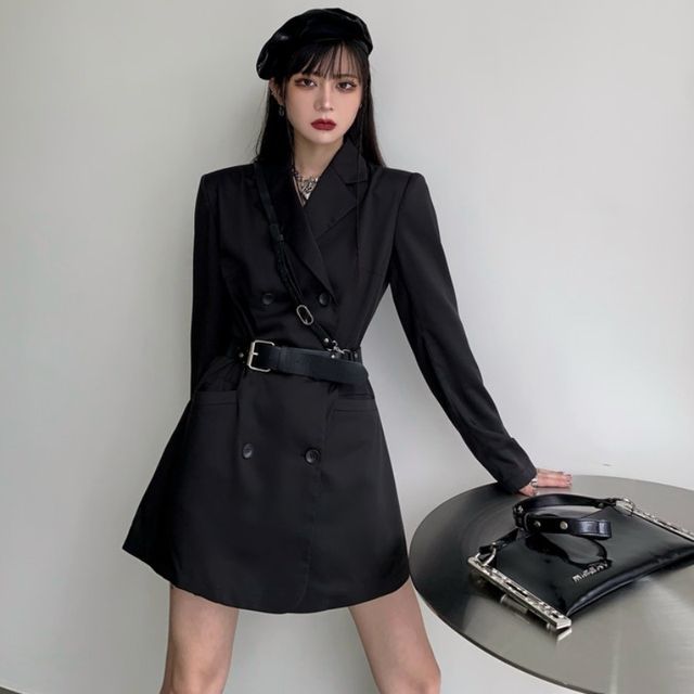 RONIN - Long-Sleeve Double-Breasted Mini Blazer Dress | YesStyle